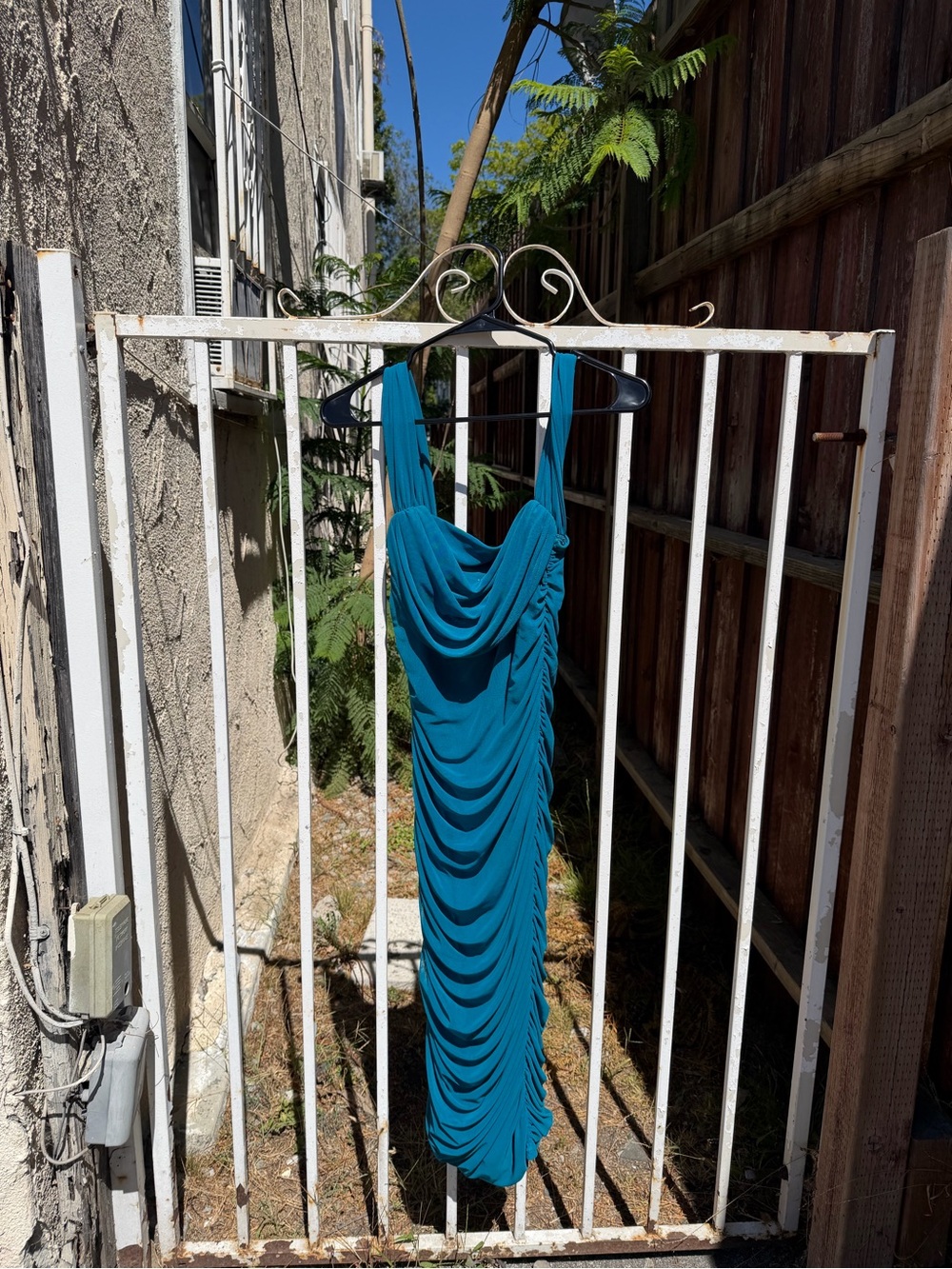 Teal Ruched Maxi Dress - Womens